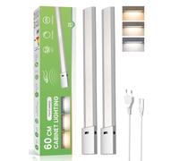 ALUSSO Réglette LED Cuisine 60 cm avec Capteur Lot de 2 | 10W 780lm 3CCT Dimmable 3000K Blanc chaud, 4000K Blanc neutre, 6500K Blanc froid, Aluminium, Détection Gestes
