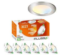 ALUSSO Spot LED Encastrable 4W Dimmable Rond Nickel 310LM Encastré Lampe Downlight LED 3000K/4000K/6500K réglable IP44, Lot de 6