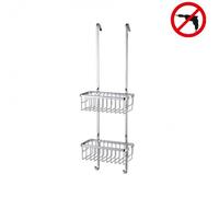 Aluxx Etagère 2 paniers à suspendre 75x25x16,3cm, Aluminium, Chrome, pose facile sans perçage (40204-00000-00)