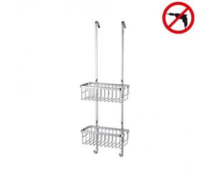 Aluxx Etagère 2 paniers à suspendre 75x25x16,3cm, Aluminium, Chrome, pose facile sans perçage (40204-00000-00)