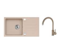 Alveus - Ensemble évier Galapagos 30 et mélangeur Kati avec commande de vidange, beige SETA25990