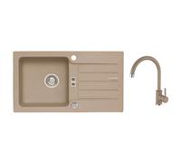 Alveus - Ensemble évier Niagara 30 et mélangeur Kati, avec vidange, beige SETA25917