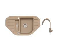Alveus - Ensemble évier Niagara 60 et mélangeur Kati, avec vidange, beige SETA25922