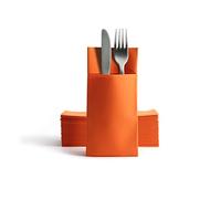 Alvotex Chic Airlaid Lot de 50 Serviettes à Couverts, jetables, Aspect Tissu, 39 x 40 cm, Orange