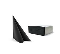 Alvotex Chic Airlaid Lot de 50 Serviettes jetables, Aspect Tissu, de qualité supérieure, 40 x 40 cm, Noires