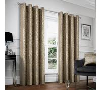 always4u 100% Rideau Occultant en Velours avec Oeillets, Rideaux Thermique Isolant Anti Froid,Motif Brillant Métallique,Brun 140x260 Lot de 2