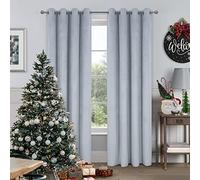always4u 100% Rideau Occultant Thermiques en Velours Rideau Anti Chaleur Isolant Thermique pour Cuisine Salon Chambre Tissu Doux Comfortable Argent 140x245cm Lot de 2