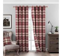 always4u Classic Red Plaid Curtains Highland Woolen Look Tartan Farmhouse Window Treatment Grommet Checked Curtains for Living Room Bedroom 2 Panels 54 * 95 inches