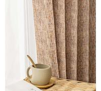 always4u Lot de 2 Rideaux 100% occultants, Rideau Thermique de Style Campagne Anti-Froid, Rideaux en Lin mélangé texturé à œillets pour Chambre à Coucher, Salon, Beige Biscotti, 140x260 cm