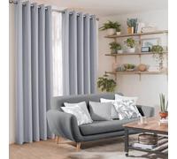 always4u Rideau 100% Occultant, Rideaux Isolant Thermiques en Faux Lin avec Oeillets pour Salon Balcon et Chambre, Moderne Gris Clair 140x260cm Lot de 2