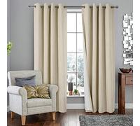 always4u Rideau Thermique Isolant Anti Froid, Rideaux Occultant 100%, Tressage Croisé Texture Semi Uni, Salon Moderne pour Cuisine Salon，Beige Lot de 2 140x260cm