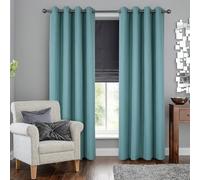 always4u Rideau Thermique Isolant Anti Froid, Rideaux Occultant 100%, Tressage Croisé Texture Semi Uni, Salon Moderne pour Salon Cuisine, Bleu Turquoise Lot de 2 138x214cm