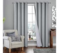 always4u Rideau Thermique Isolant Anti Froid, Rideaux Occultant 100%, Tressage Croisé Texture Semi Uni, Salon Moderne pour Salon Cuisine, Argent Lot de 2 140x245cm