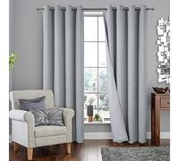 always4u Rideau Thermique Isolant Anti Froid, Rideaux Occultant 100%, Tressage Croisé Texture Semi Uni, Salon Moderne pour Salon Cuisine, Argent Lot de 2 138x242cm