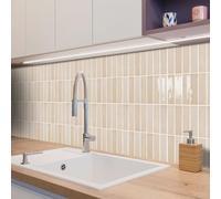 Alwayspon Lot de 10 feuilles de stickers muraux 3D imperméables à coller avec crédence pour mur de cuisine, salle de bain, 30,5 x 30,5 cm, beige