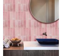 Alwayspon Lot de 10 feuilles de stickers muraux en vinyle 3D imperméables à décoller et à coller avec crédence pour mur de cuisine, salle de bain, 30,5 x 30,5 cm, rose