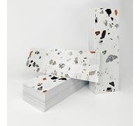 Alwayspon Lot de 27 autocollants muraux en vinyle effet terrazzo blanc et marron - Crédence - Pour murs de cuisine, salle de bain