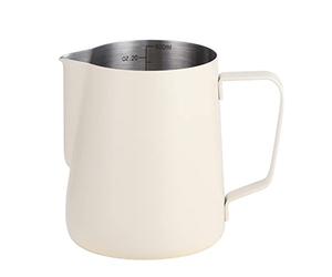 ALXBSONE Pichet à mousse de lait, 600 ml, tasse à café en acier inoxydable 304 épaissie, tasse à café pour faire mousser le lait, pot à vapeur pour expresso (blanc, 600 ml)