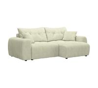 ALYA - Canapé d'angle convertible et réversible avec coffre en velours côtelé beige