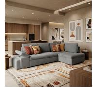 ALYA Canapé d'angle reversible convertible Gris ANTHRACITE (velours côtelé ) - Taille L - 5 places - 260 x 183 x 89