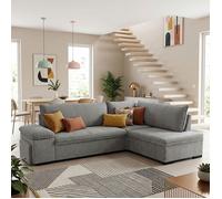 ALYA Canapé d'angle reversible convertible gris charbon (tissu lisse) - Taille L - 5 places - 260 x 183 x 89