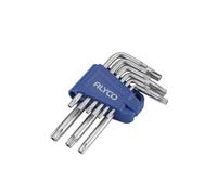 Alyco 193290 193290-Juego 9 llaves Torx acodadas inviolables CR-V niqueladas en soporte plastico T-10 A T-50
