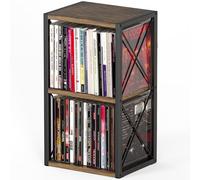 Alyoen Support de CD à 2 niveaux, étagère de rangement en bois pour CD pouvant contenir jusqu'à 30 CD, support pour CD, étagère d'affichage CD de qualité supérieure pour bureau à domicile, idéal pour