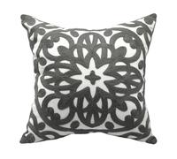 Alysheer Housse de Coussin décorative brodée - 45,7 x 45,7 cm - Confortable et Chaude - Motif Mandala Chic - en Coton - pour canapé, lit, Salon - Gris