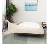 Alyvia Spring Housse en Maille de Jersey Extensible pour sommier tapissier, enveloppe Les 4 côtés, Cache-sommier pour hôtel et Maison, pour Grand lit/Grand lit XL, Beige