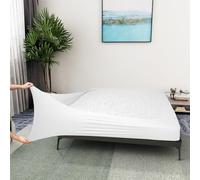 Alyvia Spring Housse pour sommier tapissier, en jersey, extensible, enveloppante sur les 4 côtés, pour hôtel et maison, pour lit deux places/lit deux places XL, blanc