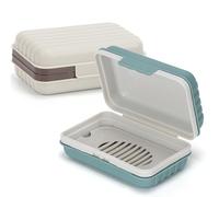 Alyvisun 2 Pièces Boîte à Savon avec Couvercle, Boîte à Savon Voyage Portable, avec Plateau d’Égouttage, Porte Savon Voyage Étanche et Antifuite pour Douche et Extérieur (Vert et Blanc)