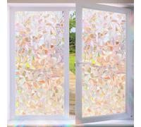 Alyvisun Film Electrostatique pour Fenetre Anti Regard, Arc-en-Ciel | 3D Anti-UV Film Adhésif pour Vitre Opaque Vitrage Film Décoratif pour Chambre Bureau Cuisine