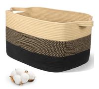 Alyvisun Grand Panier Rangement, Corbeille à Linge pour Chambre, Salon, Chambre de Bébé, Panier de Rangement Rectangulaire en Coton pour Jouets, Couvertures, Serviettes, Vêtements Sales, 55x40x30 cm