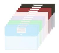 Alyvisun Lot de 12 Pochettes Plastique A4, 6 Couleurs, avec Pression | Pochette PP renforcé imperméable, capacité 150 feuilles, tri couleur & étiquette, pour bureau, école et maison