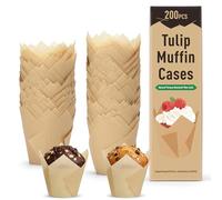 Alyvisun Lot de 200 Caissettes Muffins Papier Anti-Graisse, Caissettes Cupcake et Muffins, Moule Muffins Papier Non Adhérent pour Pâtisserie Maison Fêtes et Boulangeries