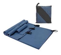 Alyvisun Lot de 4 Serviette Microfibre avec Sac de Transport, Séchage Rapide Serviette Sport, Compactes & Légère Serviette de Voyage en 3 Tailles pour Sauna Fitness Plage Camping - Bleu
