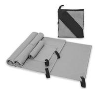 Alyvisun Lot de 4 Serviette Microfibre avec Sac de Transport, Séchage Rapide Serviette Sport, Compactes & Légère Serviette de Voyage en 3 Tailles pour Sauna Fitness Plage Camping - Gris