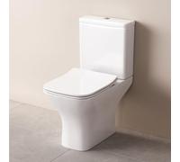 AM.PM Gem WC sur pied avec FlashClean, Toilettes monobloc sans rebord avec couvercle de siège à fermeture douce, 80cm