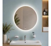AM.PM Hit - Miroir Salle de Bain LED Rond Ø 60 cm | Miroir Mural Rond sans Cadre avec Éclairage | Lumineux Dimmable 3 Couleurs | Capteur sans Contact & Anti-Buée | Lumière Intégrée | Argenté