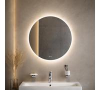 AM.PM Hit - Miroir Salle de Bain LED Rond Ø 80 cm | Miroir Mural Rond sans Cadre avec Éclairage | Lumineux Dimmable 3 Couleurs | Capteur sans Contact & Anti-Buée | Lumière Intégrée | Argenté