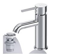AM.PM Robinet lavabo, Robinet Salle de Bain,Robinet avec levier de vidange, laiton, Installation rapide, Chromé, FPA82100 Spike