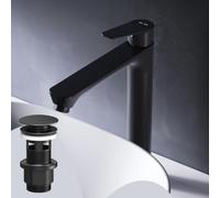 AM.PM - Robinet Salle Bain FTA92222, Mitigeur Lavabo Noir Mat avec Bonde Clic-Clac, Robinet Lave-Main Hauteur de Bec 193 mm, Cartouche Céramique SoftMotion, Garantie 5 Ans