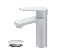 AM.PM Robinet lavabo, Robinet Salle de Bain,Robinet avec levier de vidange, laiton, Installation rapide, Blanc, FTA82133 Hit