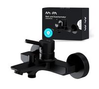 AM.PM X-Joy S FXB10022 - Mitigeur Baignoire Monotrou Noir Mat, Robinet Bain-Douche avec Bec, Colonnette Baignoire, Économiseur d’Eau, Résistant aux Rayures, Facile à Nettoyer
