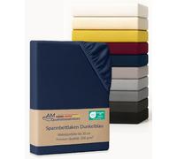 AM Qualitätsmatratzen Drap-Housse Haut de Gamme 120 x 190 cm en Coton (200 g/m²) Bleu foncé - Fabriqué en Allemagne - Certifié Oeko-TEX - Drap-Housse en Jersey de Coton 120 x 190 cm