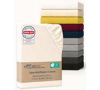 AM Qualitätsmatratzen Drap-Housse Haut de Gamme 130 x 190 cm pour sommier tapissier (200 g/m²) Coloris crème - Fabriqué en Allemagne - Certifié Oeko-TEX® - Drap-Housse - Profondeur: 40cm