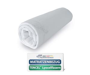 AM Qualitätsmatratzen - Housse de Matelas 130x200 en Tencel Lyocell - Protège Matelas avec Fermeture éclair - Amovible et Lavable - Housse Matelas 130 x 200 epaisseur 21 cm - Housse Matelas intégrale