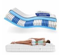 AM Qualitätsmatratzen - Matelas à Ressorts ensachés 140x220 cm très Ferme - 7 Zones de Confort - Housse Respirante et Lavable - Matelas 140 x 220 cm 24 cm epaisseur - 140/220 - Matelas Ergonomique