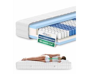 AM Qualitätsmatratzen - Matelas à Ressorts ensachés 70 x 190 avec 7 Zones de Confort - Housse Amovible et Lavable - Matelas 70x190 cm 20 cm epaisseur - Oeko-TEX - Moelleux