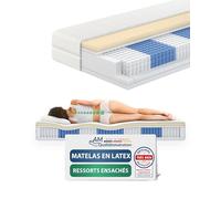 AM Qualitätsmatratzen - Matelas en Latex Premium 100x200cm équilibré - 1000 Ressorts - Matelas à Ressorts ensachés 100x200 - Matelas avec revêtement en Latex de 4cm - 24cm Hauteur - qualité Allemande